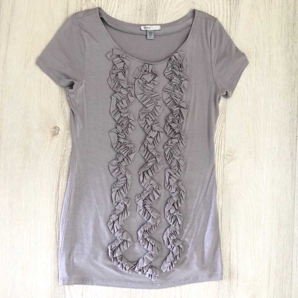 GRAY Knit Designer TOP Size Small, Rayon Spandex